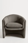Anthropologie Linen Sculptural Chair In Grey
