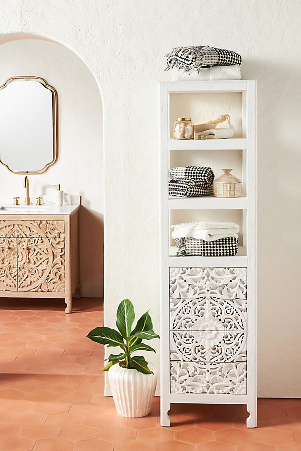 Anthropologie Handcarved Lombok Storage Cabinet