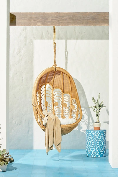 Anthropologie Peacock Indoor/outdoor Hanging Chair In Beige