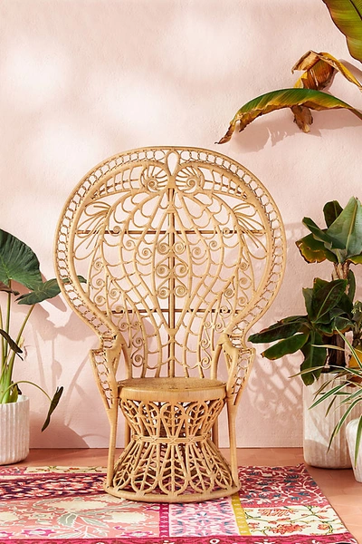 Anthropologie Plumage Indoor/outdoor Rattan Chair In Beige