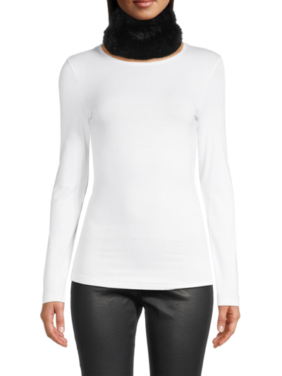 Surell Rex Rabbit Faux Fur Knit Headband In Black