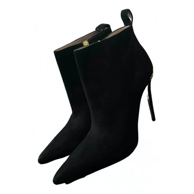Pre-owned Gucci Velvet Ankle Boots In Black