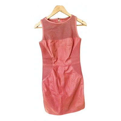 Pre-owned Versace Leather Mini Dress In Pink
