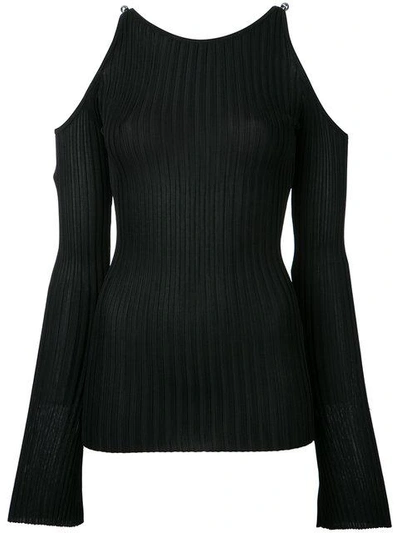 David Koma Ribbed Cold Shoulder Top