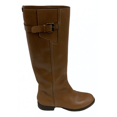 Pre-owned Chloé Leather Riding Boots In Camel
