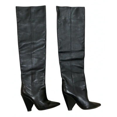 Pre-owned Saint Laurent Niki Black Leather Boots