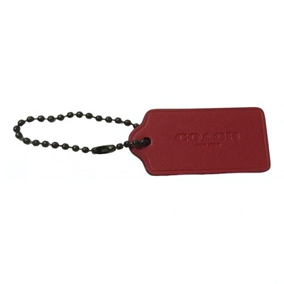 Pre-owned Coach Leather Key Ring In Red
