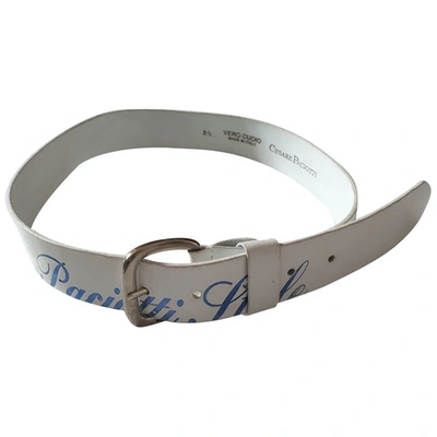 Pre-owned Cesare Paciotti Leather Belt In White