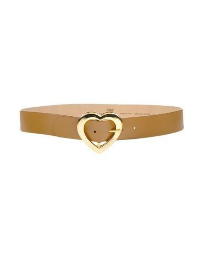 Love Moschino Belts In Camel