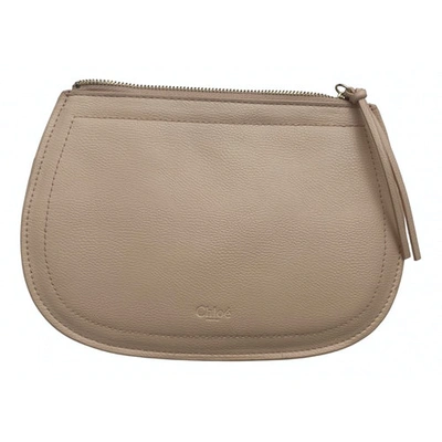 Pre-owned Chloé Leather Clutch In Beige