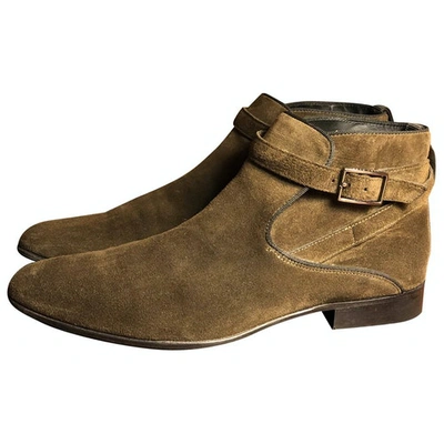 Pre-owned Hugo Boss Ankle Boots In Khaki