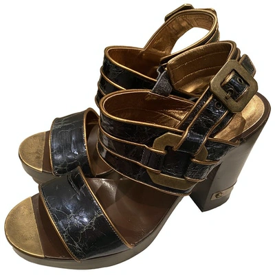 Pre-owned Marc By Marc Jacobs Leather Sandals In Navy