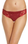 Simone Perele 'wish' Embroidered Tanga Thong In Wine