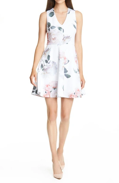 Ted Baker Bouquet Printed Skater Dress In Ivory