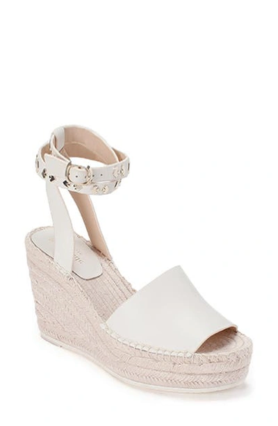 Kate Spade Frenchy Ankle Strap Espadrille Wedge Sandal In Parchment Leather