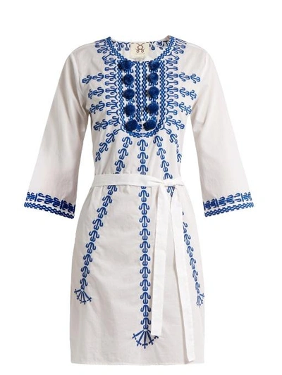 Figue Sophie Embroidered Cotton-voile Dress In White Multi