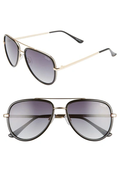 Quay Unisex All In Mini Sunglasses In Black In Black/ Smoke Fade