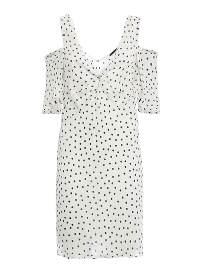 Mcq By Alexander Mcqueen Cold-shoulder Polka-dot Georgette Mini Dress In White