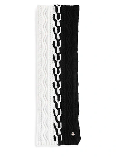 Moncler Bi Color Cable Knit Wool Scarf