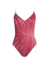Gottex Palm Leaf Graphic & Illusion Stripe One-piece Swimsuit