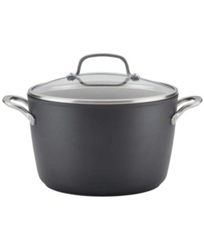 Kitchenaid Hard-anodized Aluminum Nonstick 8-qt. Stockpot With Lid In Matte Black