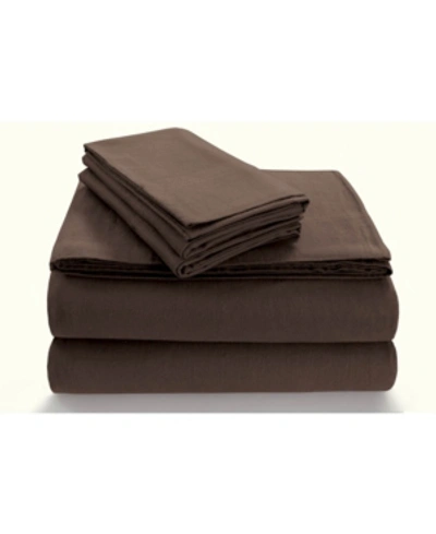 Tribeca Living Flannel Extra Deep Pocket Queen Sheet Set Bedding In Chocolate