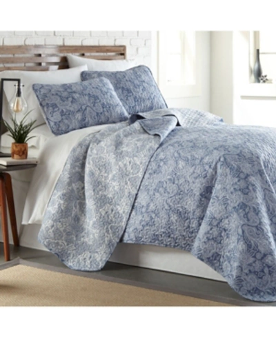 Southshore Fine Linens Boho Paisley Lightweight Reversible Quilt And Sham Set, King/california King In Blue