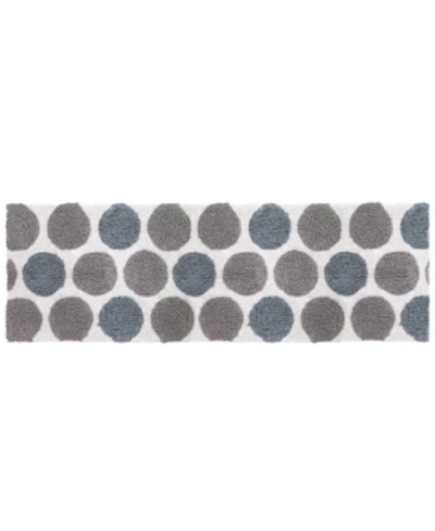 Avanti Dotted Circle Cotton/lurex Bath Rug, 24" X 60" In Blue,silver