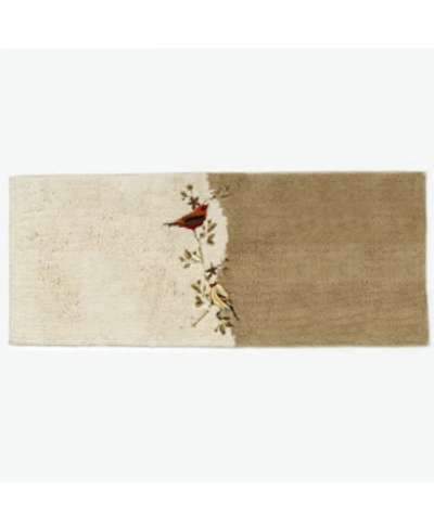 Avanti Gilded Birds Embellished Cotton Bath Rug, 24" X 60" In Ivory