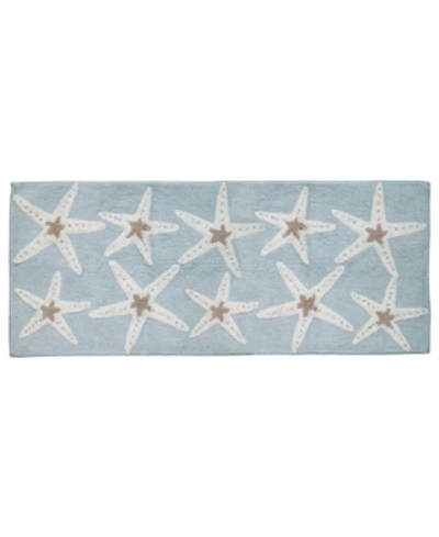 Avanti Sequin Shells Beachy Cotton Bath Rug, 24" X 60" In Aqua