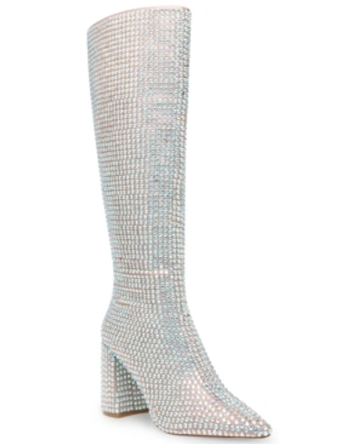 Betsey Johnson Farah Tall Dress Boots Women's Shoes In Rhinestone