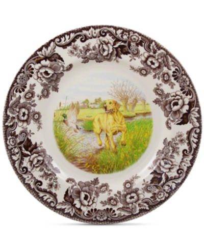 Spode Woodland Yellow Lab Dinner Plate In Brown