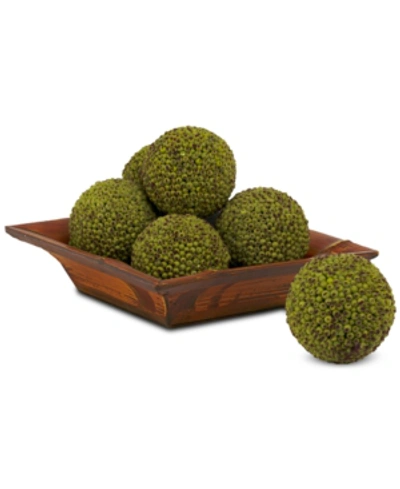 Nearly Natural 4" Artificial Berry Balls, Set Of 6 In Green