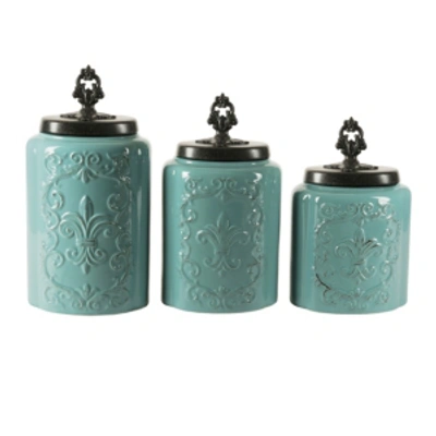 Jay Imports Antique Canister, Set Of 3 In Blue