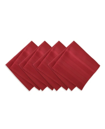 Elrene Denley Stripe Set Of 4 Napkins In Poinsettia Red