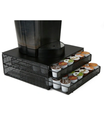 Mind Reader 72 Capacity Double K-cup Storage Tray With Flower Pattern Metal Mesh In Black
