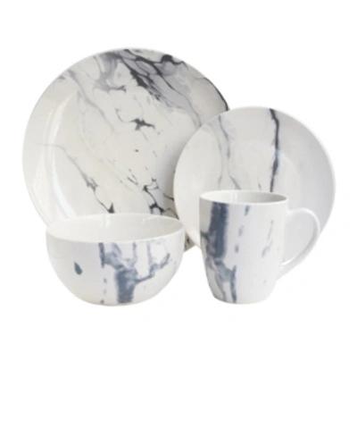Jay Imports Marble White/blue 16 Pc Dinnerware Set