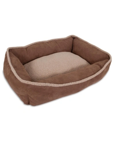 Aspen Pet 35 X 27 Shearling Rectangular Lounger Dog Bed In Dark Tan