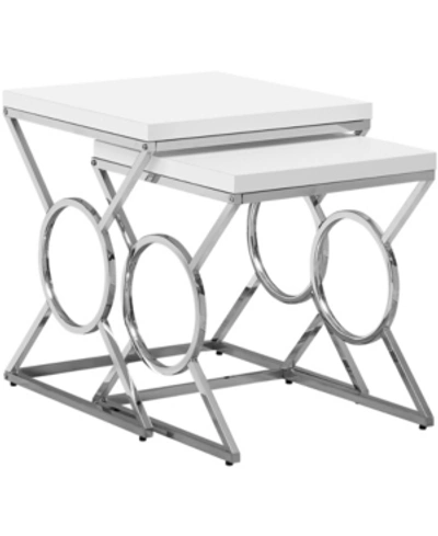 Monarch Specialties 2 Piece Nesting Table Set In White