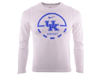 Nike Kids' Youth Kentucky Wildcats Legend Basketball Long-sleeve T-shirt In White