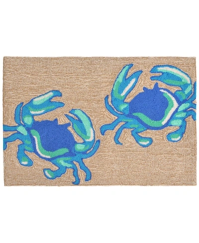Liora Manne Front Porch Indoor/outdoor Crabs Natural 2' X 3' Area Rug In Blue