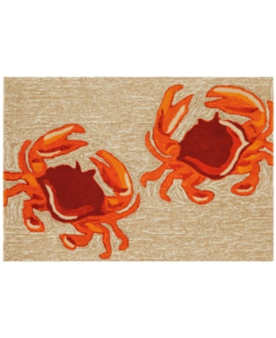 Liora Manne Front Porch Indoor/outdoor Crabs Natural 2' X 5' Area Rug In Red