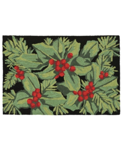 Liora Manne Front Porch Indoor/outdoor Hollyberries Black 2' X 3' Area Rug