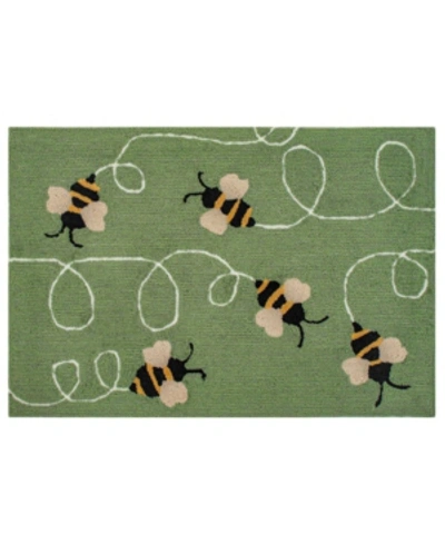 Liora Manne Frontporch Buzzy Bees Green 2'6" X 4' Outdoor Area Rug
