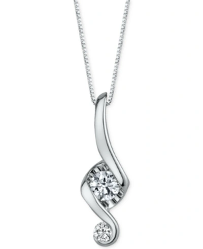 Macy's Proud Mom Diamond Swirl Pendant Necklace (1/3 Ct. T.w.) In 14k White Gold