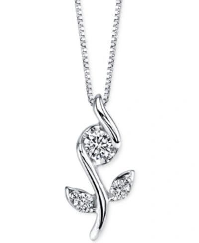 Macy's Sirena Diamond Flower Pendant Necklace (1/8 Ct. T.w.) In 14k White Gold