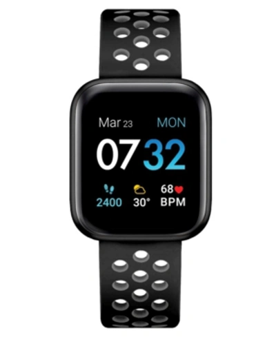 Itouch Air 3 Unisex Touchscreen Smartwatch Fitness Tracker: Black Case With Black/grey Perforated Strap 44m In Black, Gray