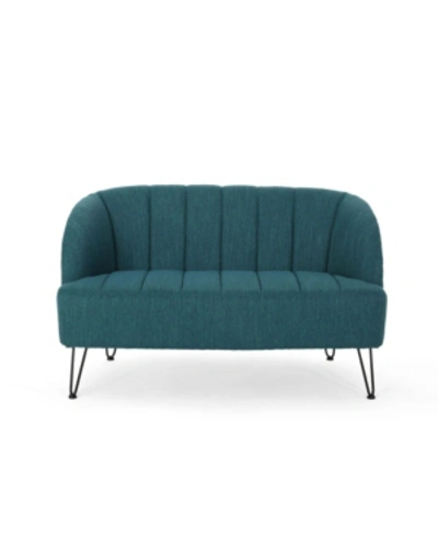 Noble House Lupine Modern Loveseat With Hairpin Legs In Teal