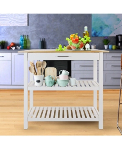 Yu Shan Kitchen Island With Solid Wood In White
