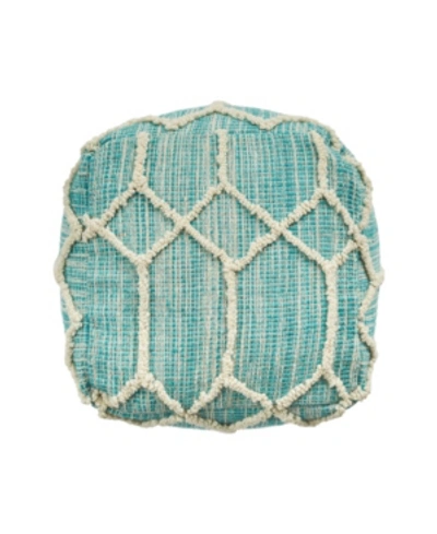 Noble House Bluesage Boho Ottoman Pouf In Aqua